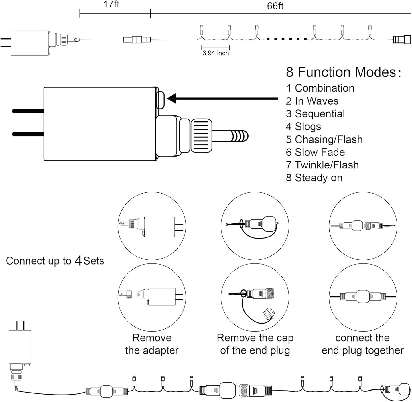 HOME LIGHTING 66FT 200 LED Halloween String Lights, Plug in Green Wire String Light, 8 Lighting Modes Waterproof Fairy Mini Lights for Indoor Outdoor Christmas Wedding Party Decorations (Orange)