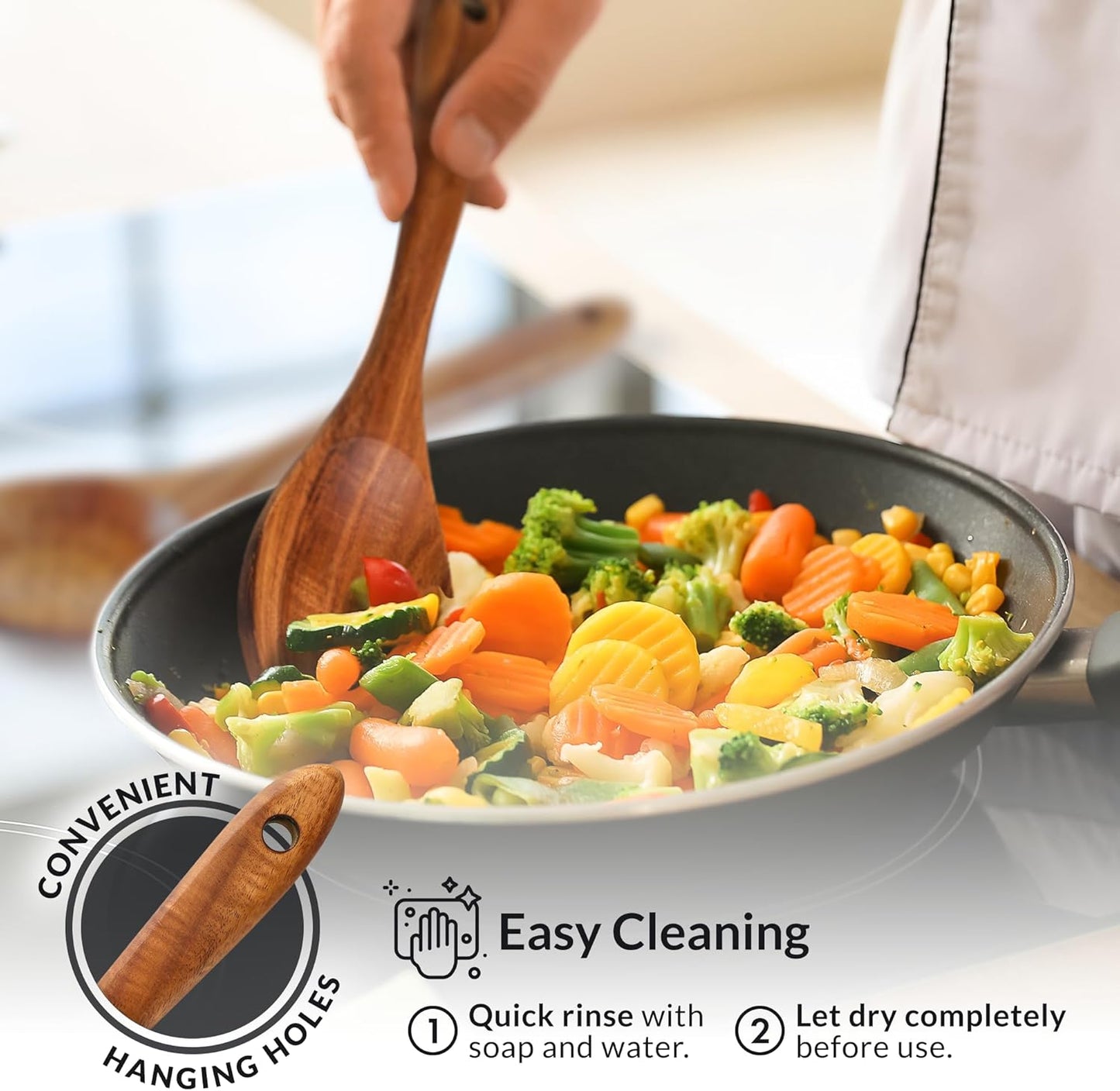 Wooden Utensils Set in Teak - Kitchen Essentials by Zulay Kitchen