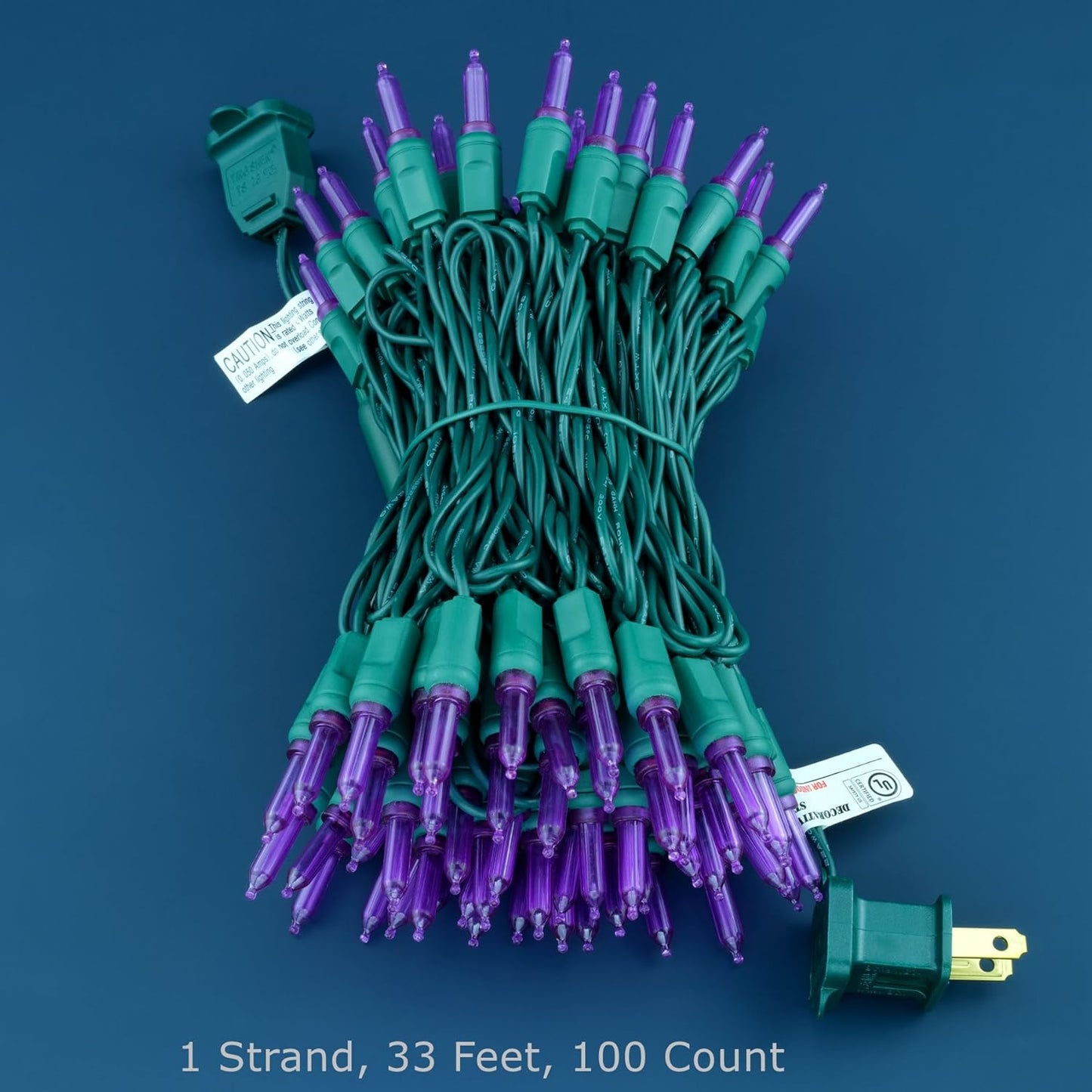 100 Purple One-Piece LED Christmas Lights, 33 ft Green Cord High Waterproof UL Certified T5 Outdoor String Lights (Purple)