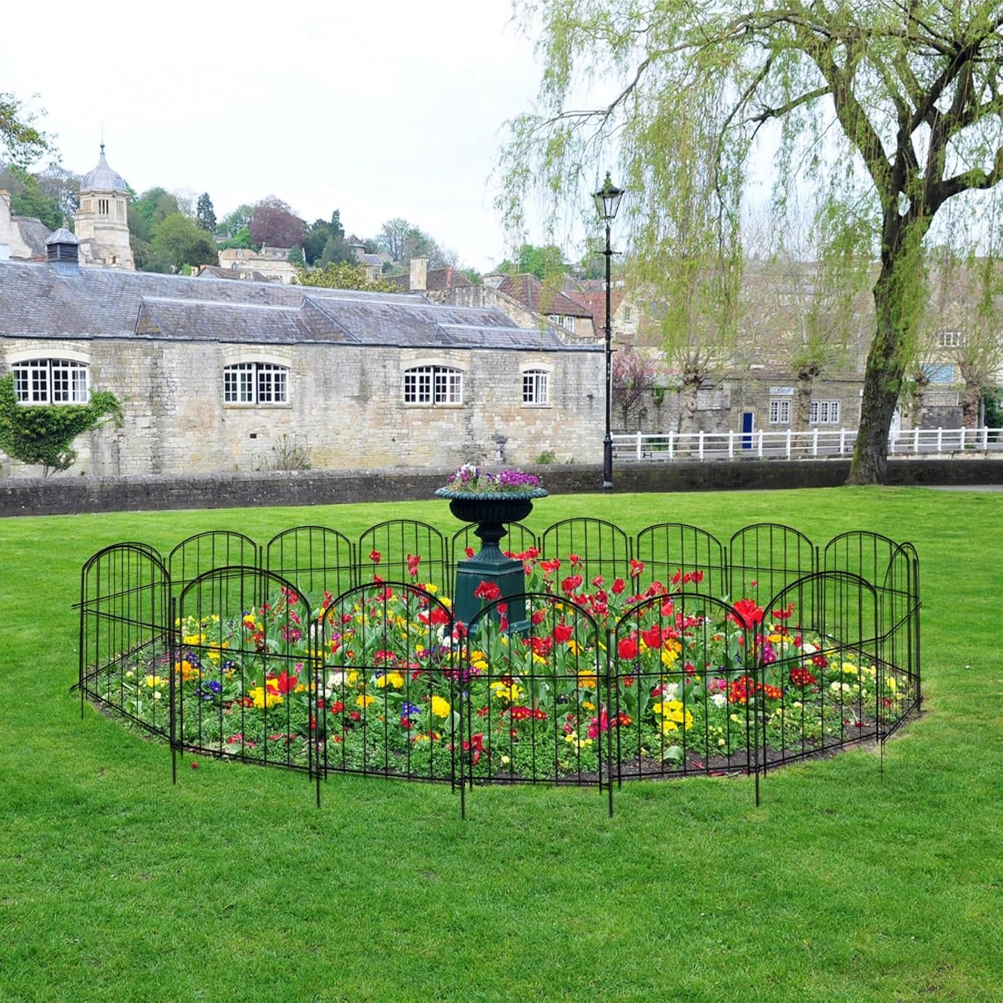 21in(H) x 10ft(L) 10 Panels Garden Fence Animal Barrier No Dig, Rustproof Arched Small Metal Fencing, 1.5in Gap Fence Border, Outdoor Decorative Fence for Yard Dogs Rabbits