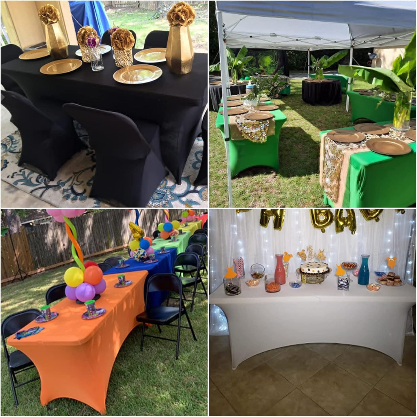 2Pack Spandex Waterproof Table Covers 6ft,Spandex 6ft Waterproof Table Cover for Party,Wedding, Banquet, and Events(Classicbule)