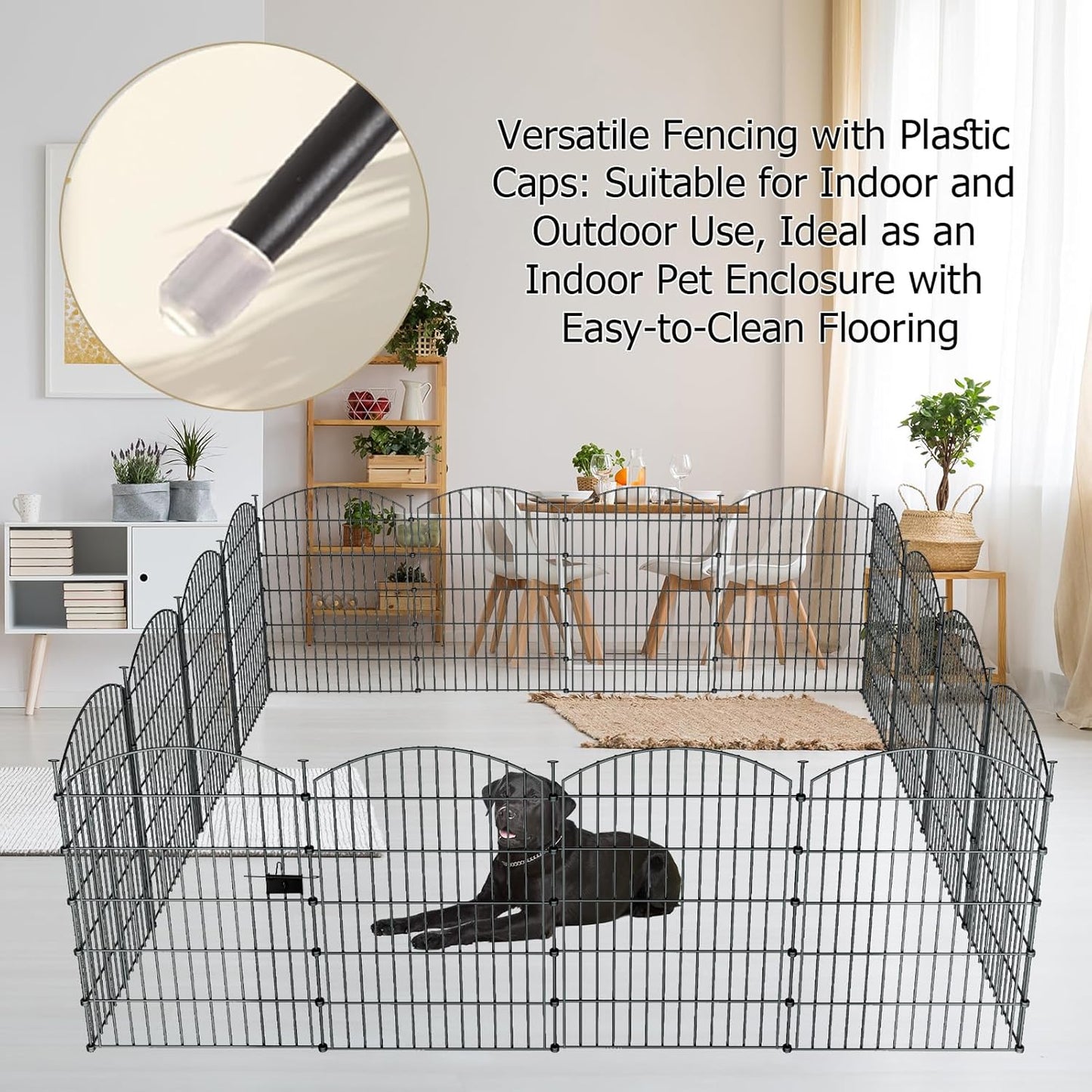 10 Panels Garden Fence Dog Fence Outdoor for Yard, 40in H x 23.6ft L Rustproof Metal Fencing with Ground Stakes | No Dig Animal Proof Containment for Pets/Rabbits | Durable Patio Security Panels