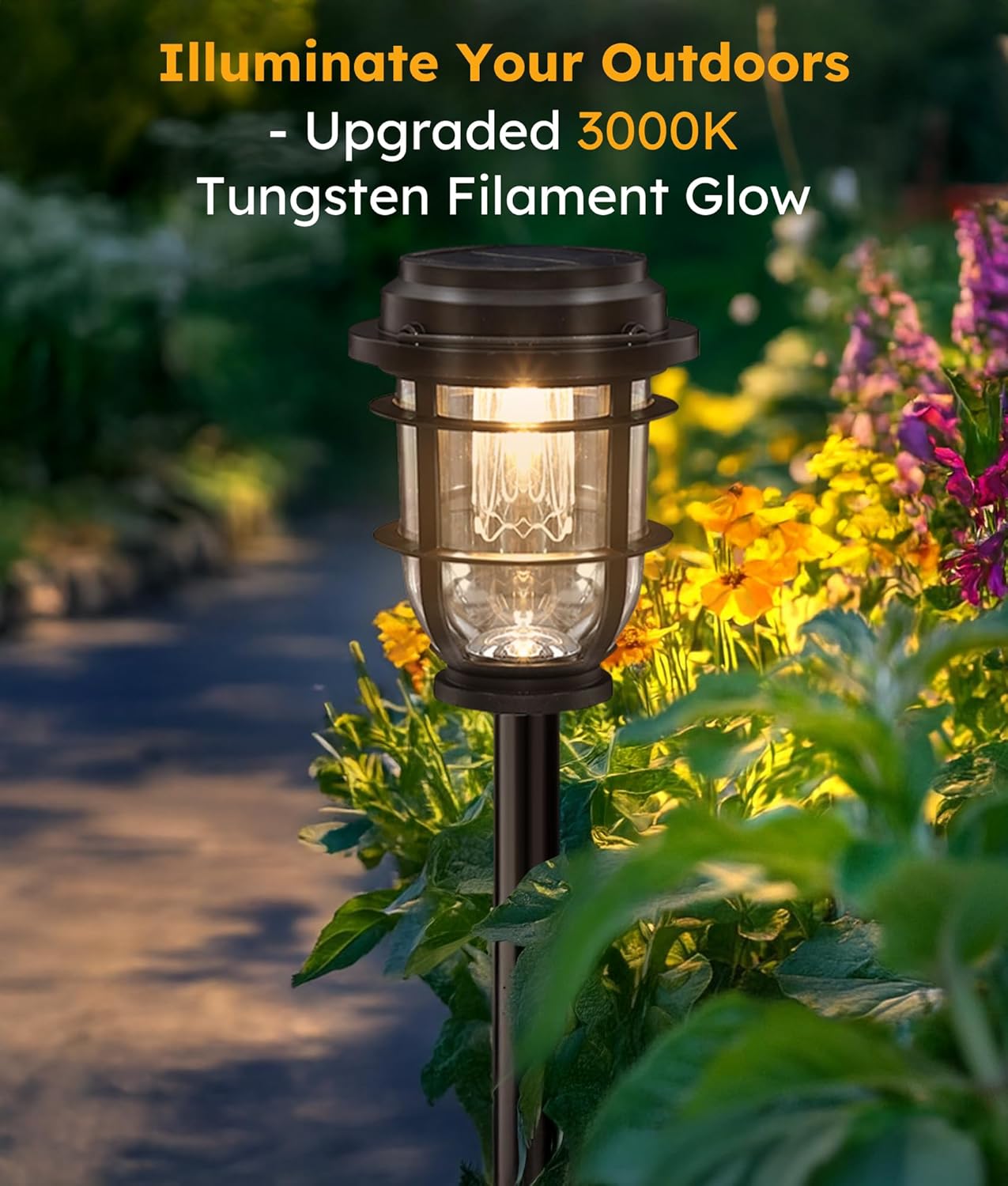 2-Pack Solar Pathway Lights, Bright Auto Garden Lights Decor - Durable Landscape Lighting for Lawn, Patio, Walkway, Driveway, Housewarming Gifts Idea