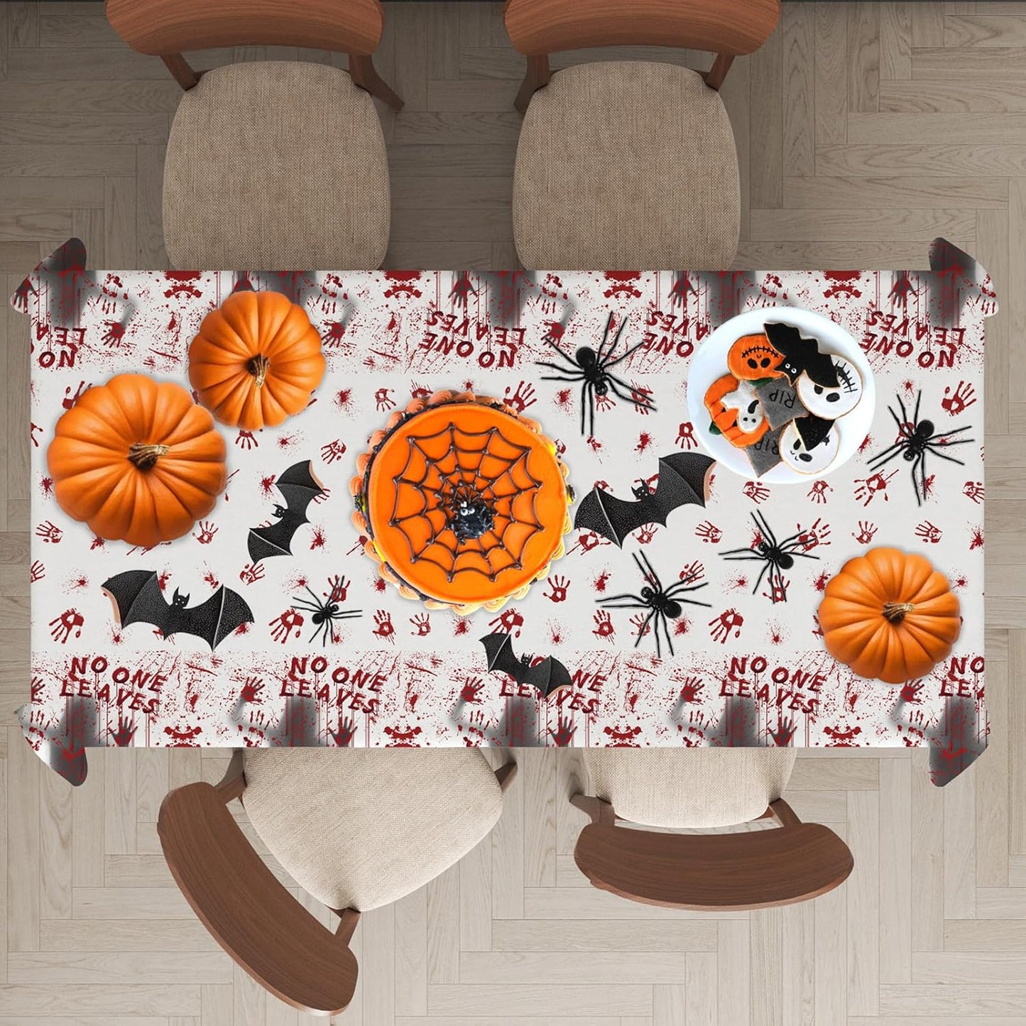Halloween Tablecloth, 54"x 108" Rectangle Halloween Table Covers, Bloody Handprint Tablecloth for Tables Decoration, Plastic Haunted Tablecovers for Party Supplies Disposable Spooky Table Cloth