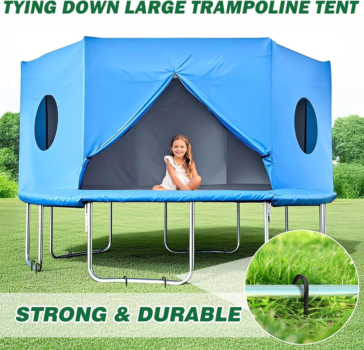 16 Inch Ground Stakes Heavy Duty,8 Pack Metal Fence Stakes for Ground for Wire Fencing,Heavy Duty Long Tent Stakes for Trampolines Camping Canopies and Swing Set