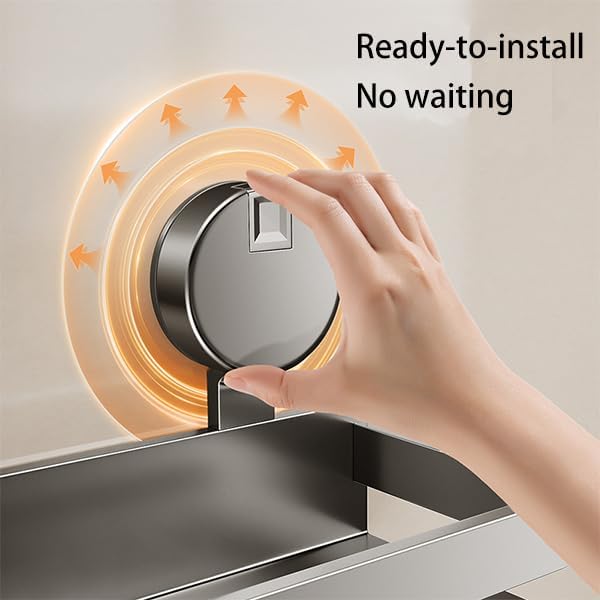 Spice Rack wall mounted 2 Pack,Suction Cups Spice Organizer for Cabinet,Large Capacity Metal Spice Shelf for Kitchen Cabinet, Pantry Doors, Bathroom, Shower, Home Decor(11.8 inch)