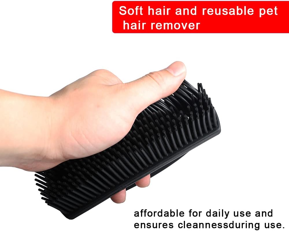 Rubber Pet Hair Removal Brush Lint & Cat Dog Hair Remover Brush Pet Silicone Lint and Debris Remover for Cleaning, Grooming, Home,Black