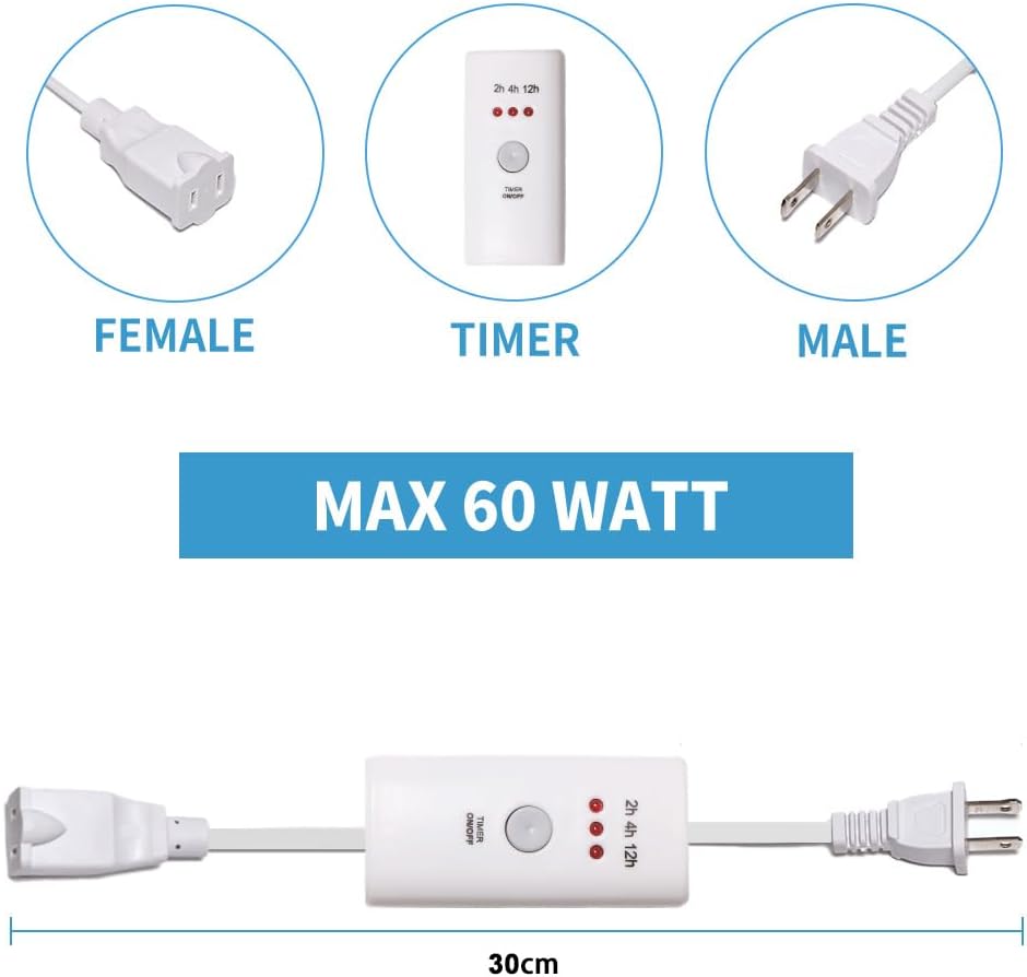 HNB Auto Off Timer, Lenth 30cm (12inch) for Indoor Small Appliances, Electric Oil Melt Warmer Wax Melt Warmer Wax Melter Fragrance Lamp Oil Warmer Burner (Timer 3D-30cm)