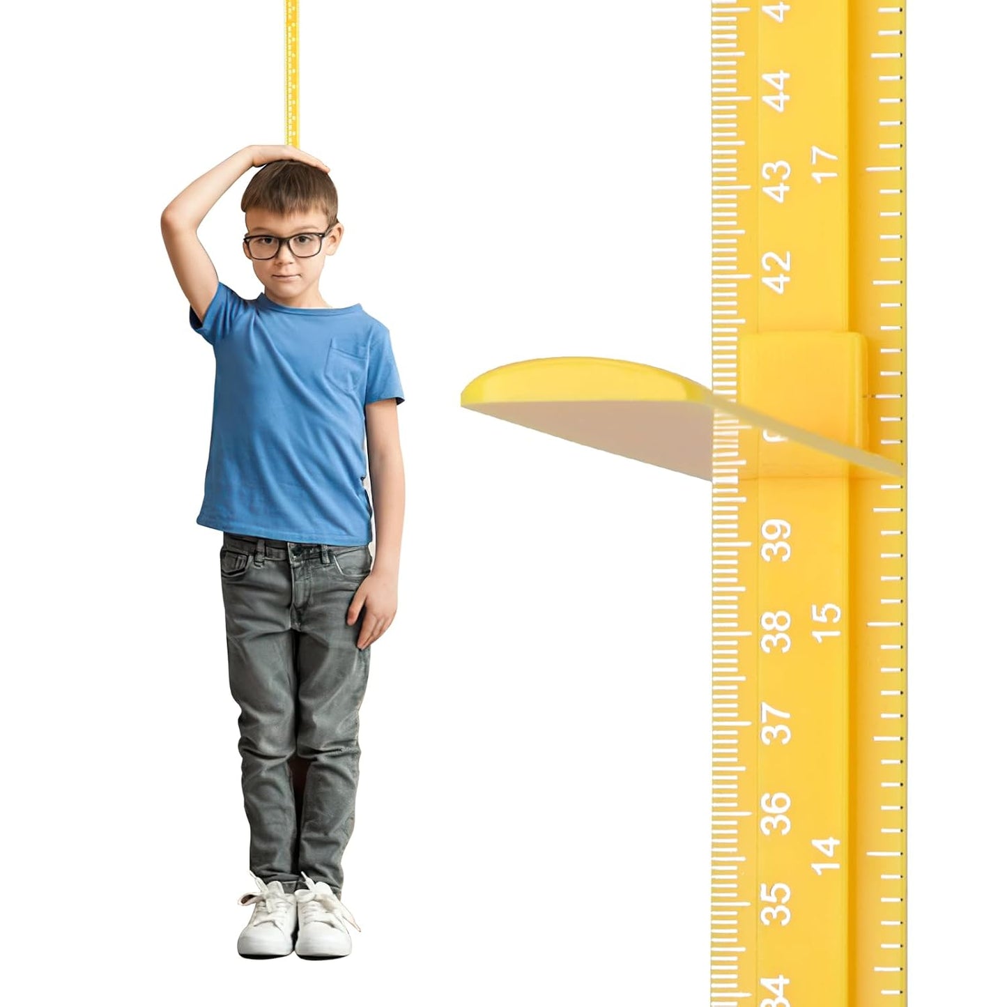 Growth Chart for Wall, Children Height Measurement,3D Removable Growth Height Chart,Splicing Height Ruler for Kids Baby Nursery 79 inch (Yellow)