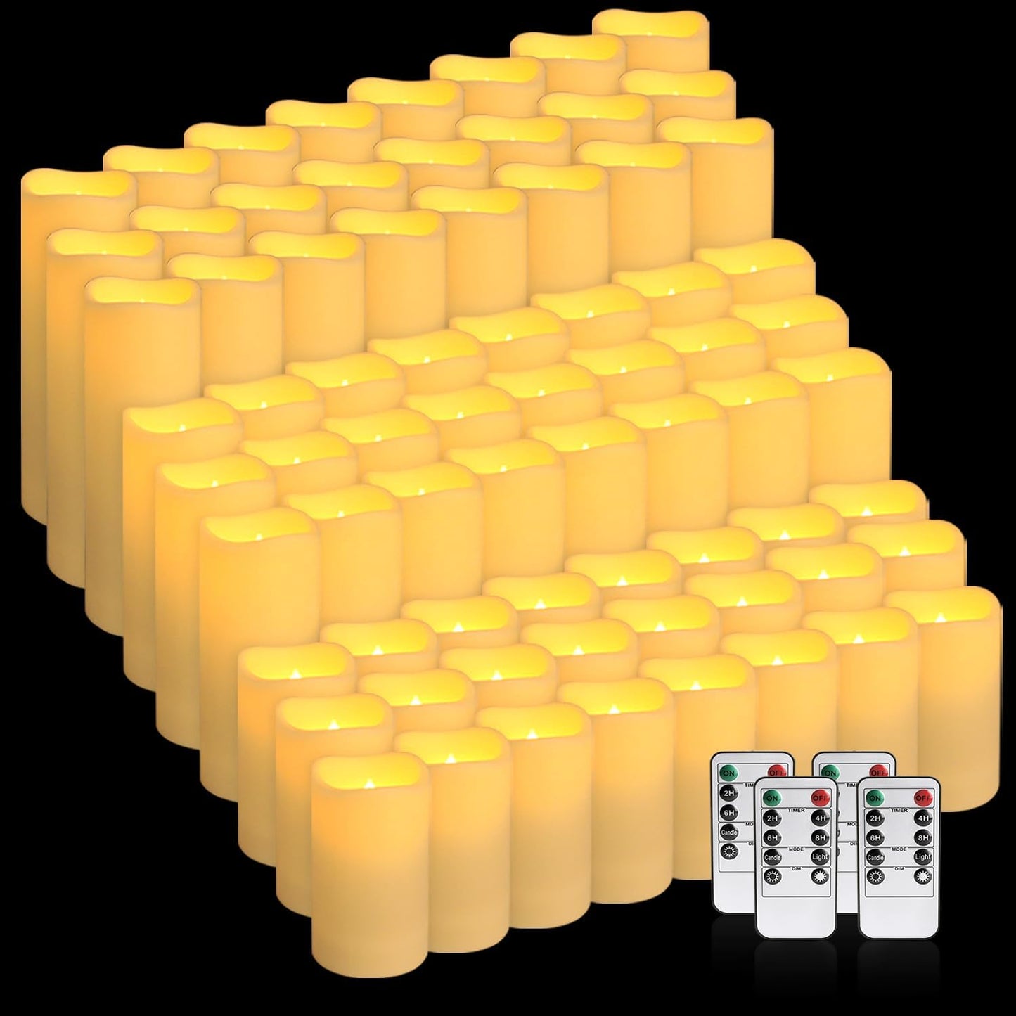 144-Pack LED Flameless Candles with Remote Control for Home and Special Occasions (Three Sizes)