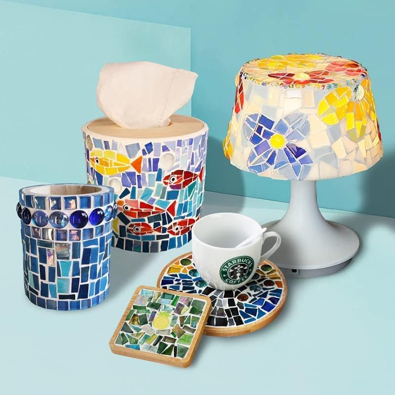 1.1 LB Irregular Crystal Mosaic Tiles,Small Particle Color Decal Crystal Glass Tile DIY Hobbies Children Handmade Crystal Craft for DIY Handmade Decorative Materials (Coffee Brown Series)