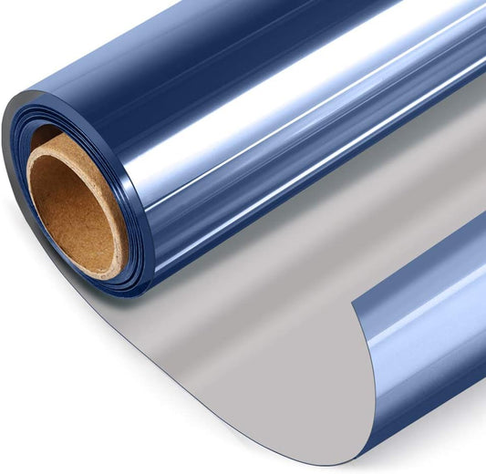 HIDBEA One Way Mirror Window Film ,Daytime Privacy Sun Blocking Reflective Window Film Static Cling Heat Control Window Tinting Film for Home and Office, Blue Silver, 35.4 x 98.4 Inch