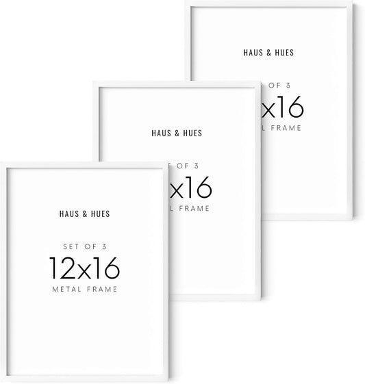 HAUS AND HUES Picture Frame, White 12x16, Metal, Gallery Wall Frame Set, Premium Acrylic, Lightweight, Modern Style, Ideal Gift for Adults, Grandparents Day, Graduation, Birthday