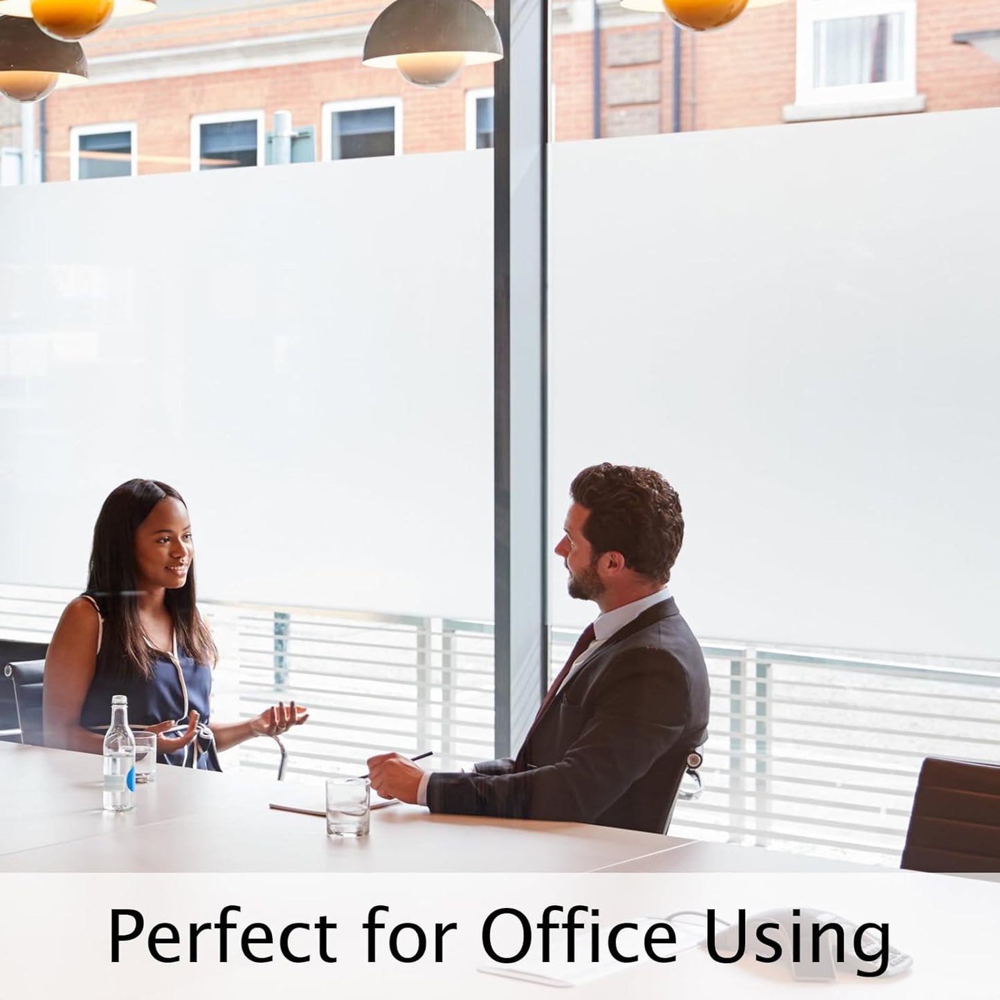 HIDBEA Frosted Window Privacy Film Non-Adhesive, Reusable Window Glass Films Heat Control Self Static Cling Removable Window Stickers for Home Office Living Room (Frosted, 55.1 Inch x 32.8 Feet)