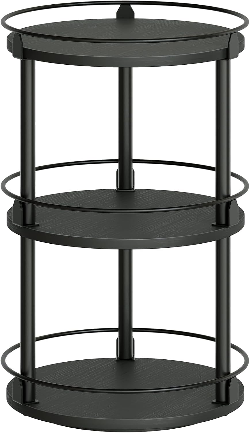 3-Tier Lazy Susan Organizer, Rotating Spice Rack, Spinning Organizer, Industrial Turntable Spice Rack Organizer for Cabinet, Kitchen Countertop, Pantry, Black SR23BK