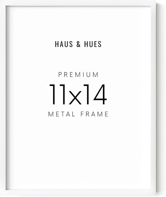 HAUS AND HUES White 11x14 Picture Frame, Aluminum, Modern, 14.0x11.0 inches, 0.75 inches Deep, 1 Piece, Unisex Adult, White