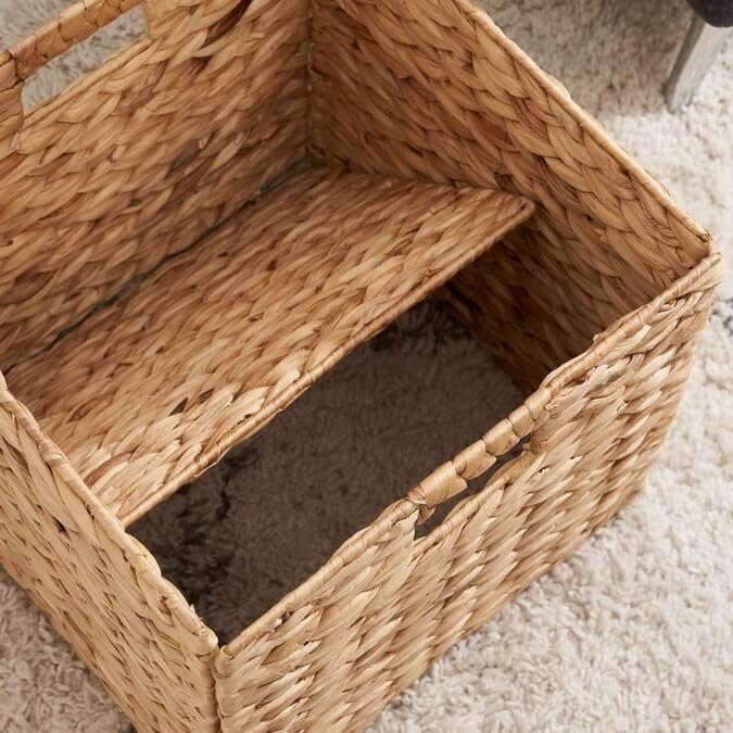 10.5 x 10.5in Wicker Storage Baskets for Shelves, Water Hyacinth Storage Baskets, Woven Baskets for Storage, Wicker Storage Basket for Bedroom, Living Room (6 Packs 10.5x10.5in)