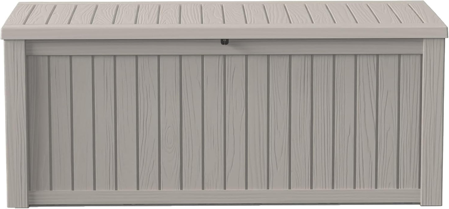 150Gal Outdoor Deck Box Waterproof, Lager Patio Storage Box Indoor and Outdoor Use, Lockable Resin Storage Bin for Patio Furniture Cushions Garden Tools, Package Delivery,UV Resistant-Grey
