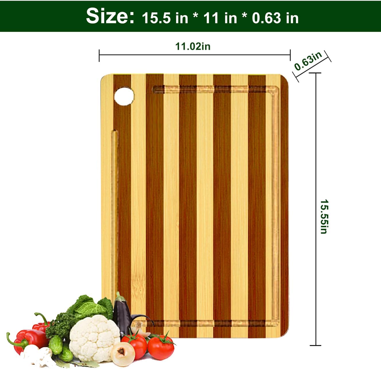 Titanium Cutting Board for Kitchen, Cutting Board Double Sided Food Grade, Pure Titanium and Natural Bamboo, with Deep Juice Grooves, Large Size 15.6”×11”