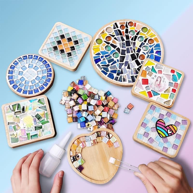 1.1 LB Irregular Crystal Mosaic Tiles,Small Particle Color Decal Crystal Glass Tile DIY Hobbies Children Handmade Crystal Craft for DIY Handmade Decorative Materials (Red Series)