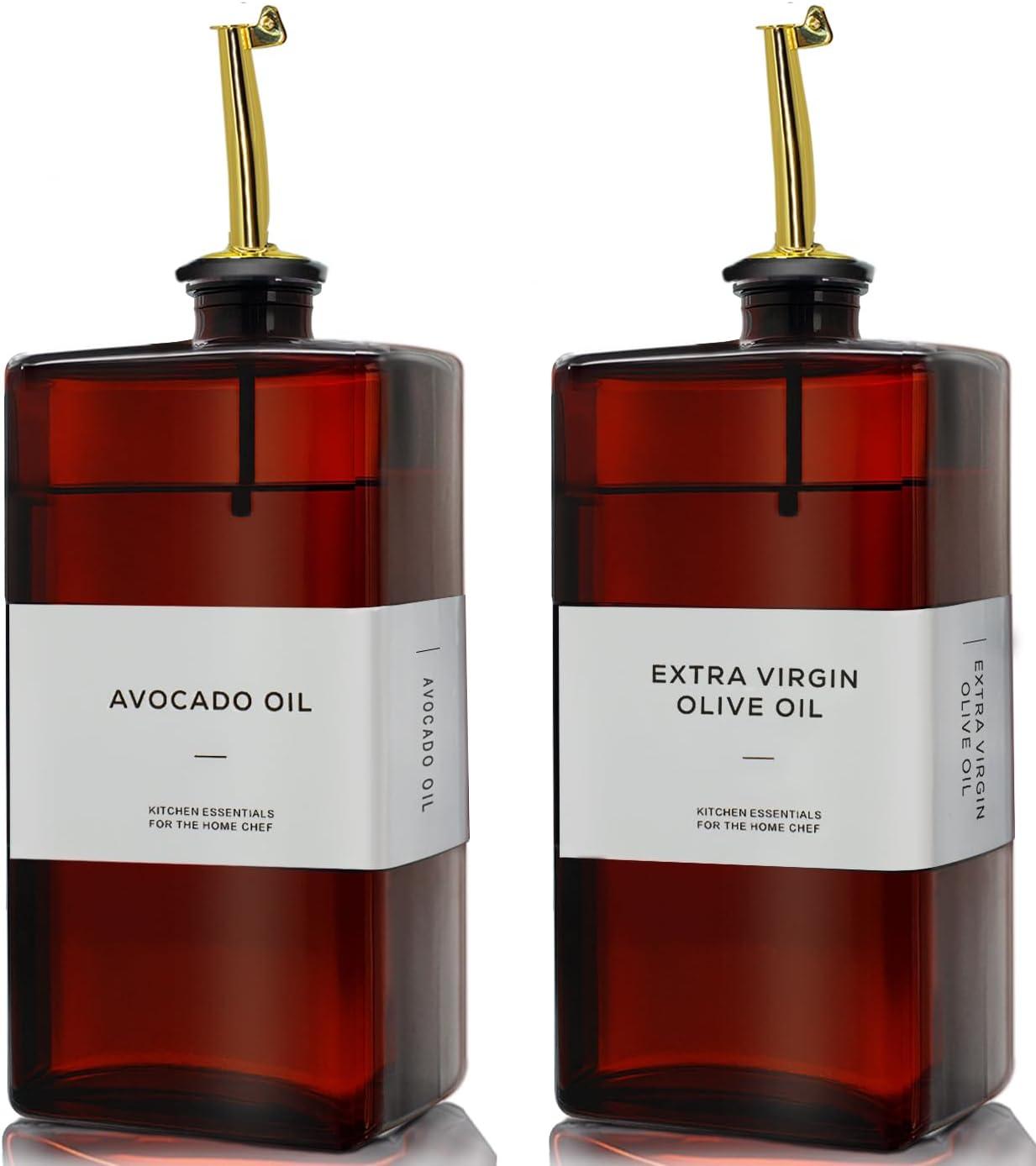 Olive Oil Dispenser Bottle for Kitchen - 16.9oz Dark Glass UV Protection, Oil and Vinegar Dispenser Set, Drip-Free Pourer, Kitchen Essential, Set of 2