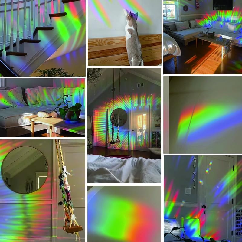 12pcs Window Decals for Bird Strikes, Anti Collision Window Clings, Rainbow Reflection Window Sticker, Hummingbird Style Sun Catcher Stickers for Glass Windows