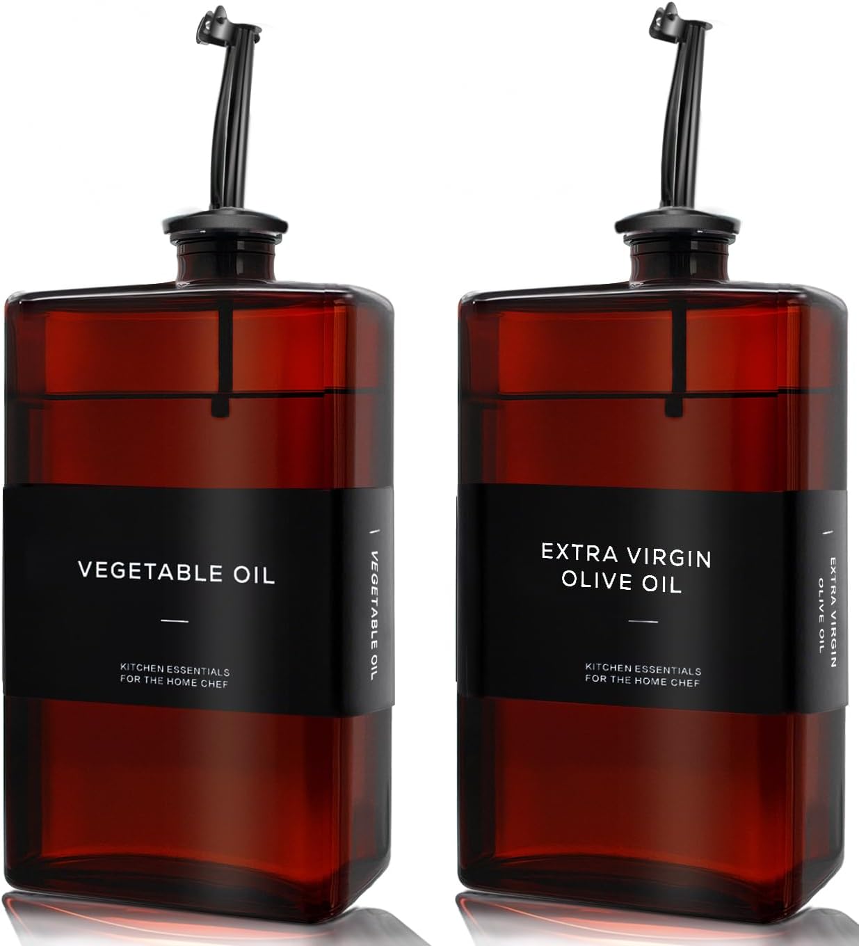 Olive Oil Dispenser Bottle for Kitchen, UV-Protected Dark Glass 11.8oz, Oil and Vinegar Dispenser Set, Soy Sauce Dispenser, Coffee Syrup Bottles- 11.8oz, Set of 2