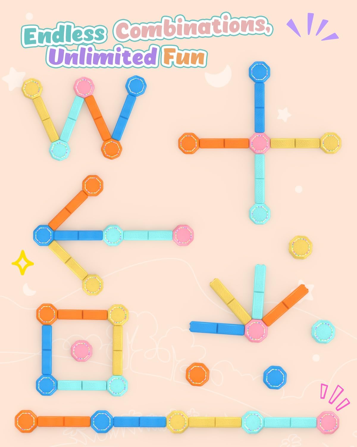 Holyton Music Light Up Balance Beam and Toddler Stepping Stones 13 Pieces, Non-Slip Plastic Balance Stackable Stepping Stones for Kids, Sensory Toys for Toddlers, Indoor or Outdoor Play, Easy Storage