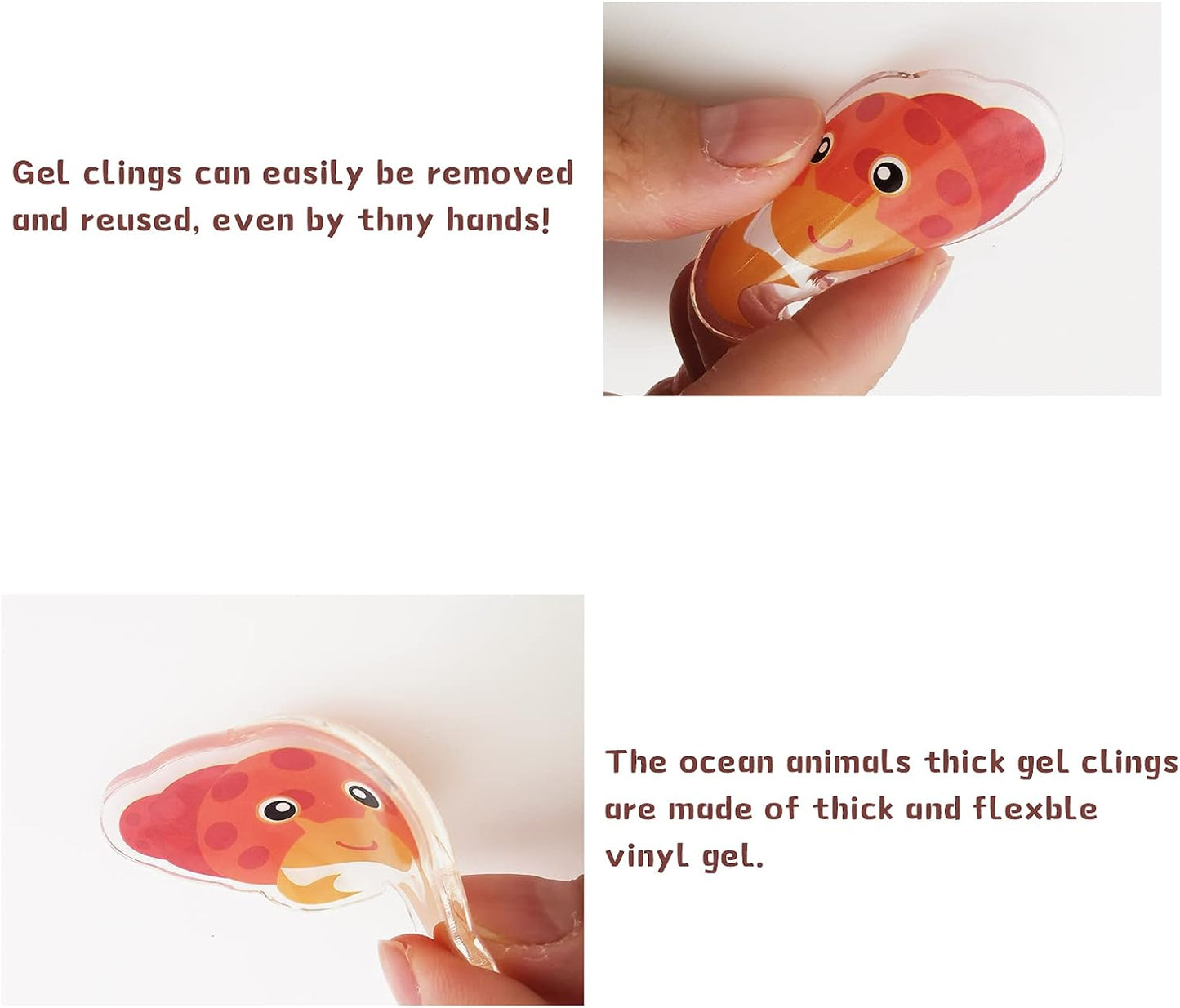 20 Pieces Sea Animals Thick Gel Clings Ocean Window Gel Clings Decals Stickers for Toddlers Kids Adults Home Airplane Classroom Nursery Sea Animals Party Supplies Decoration Removable and Reusable