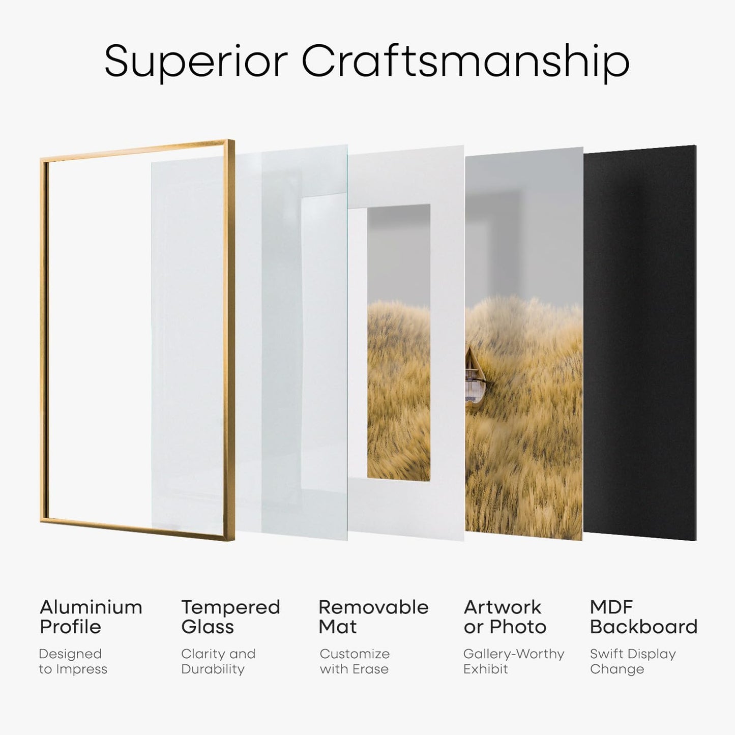 Homeforia 6x8 Picture Frame Bronze, High End Metal 6 x 8 Brass Frames with Mat 5 x 7 for Art, 6x8 Desk Frame Matted to 5x7 inch Photo, 6 by 8 Wall or Tabletop Frame, Tempered Glass, Wall Kit, Set of 1