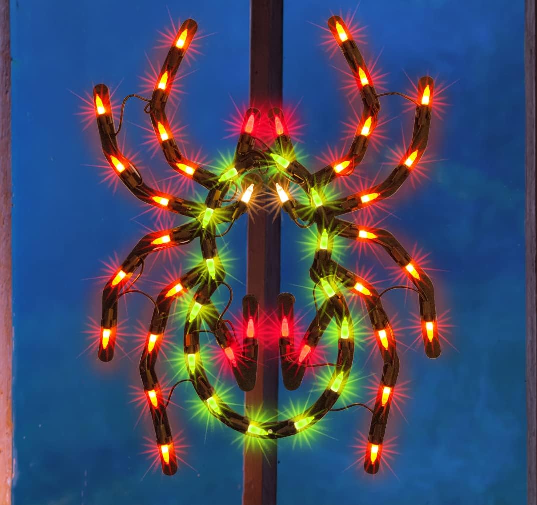 12.8" Lighted Spider Halloween Window Silhouette Decoration,Halloween Lighted Window Decoration,Hanging Light Up Holiday Ornament(Spider Light)