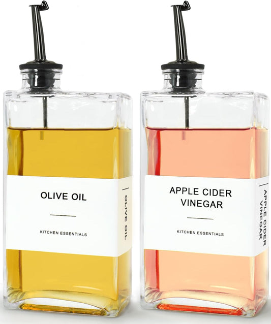 Olive Oil Dispenser for Kitchen, Cooking Oil Container 16.9 oz, Olive Oil Bottles, Soy Sauce Dispenser, Coffee Syrup Bottles (16.9oz, Set of 2)