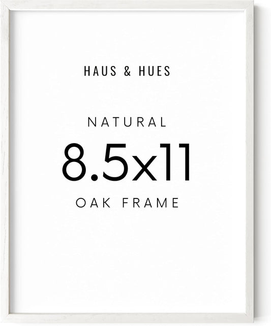 HAUS AND HUES White Oak Wood 8.5x11 Picture Frame - Modern Wood Wall Art Display - Lightweight 8.5x11 Certificate Frame - Ready-to-Hang Vertically & Horizontally for Art Prints, Photos, Posters