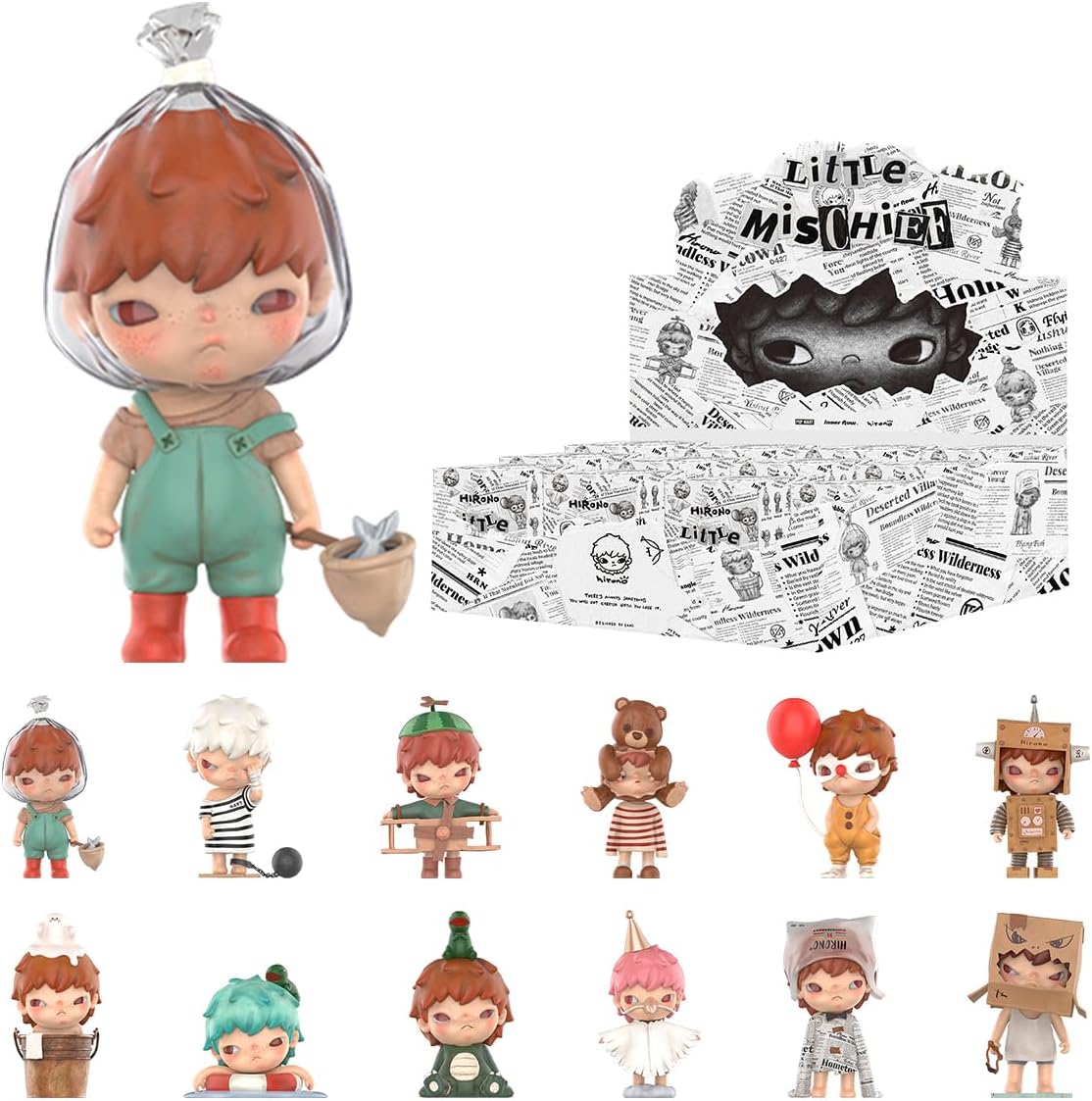 POP MART HIRONO Little Mischief Series, 12PCs Hirono Blind Box Figures, Random Design Action Figures Collectible Toys Home Decorations, Holiday Birthday Gifts for Girls and Boys, Whole Set