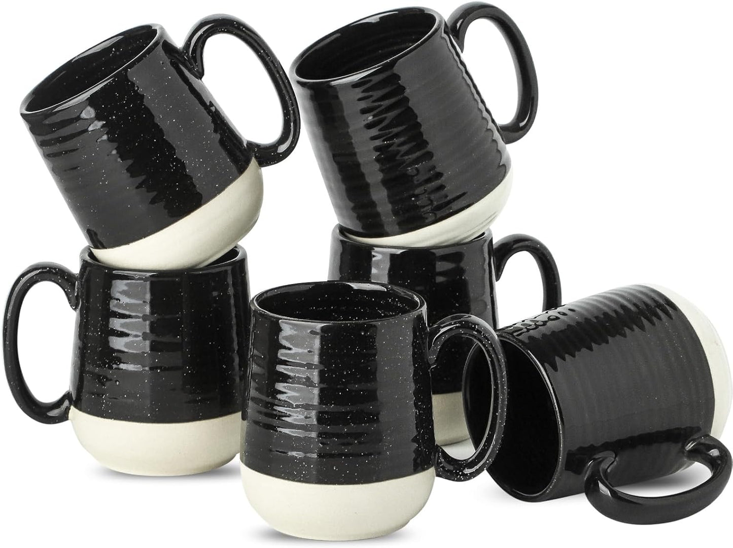 Hasense Coffee Mugs Ceramic, 15 oz Large Coffee Cups with Handle for Home and Office, Latte Mugs Set for Coffee, Tea, Hot Cocoa, Mocha, Black Coffee Cup Gift for Dad Mom, Dishwasher Microwave Safe