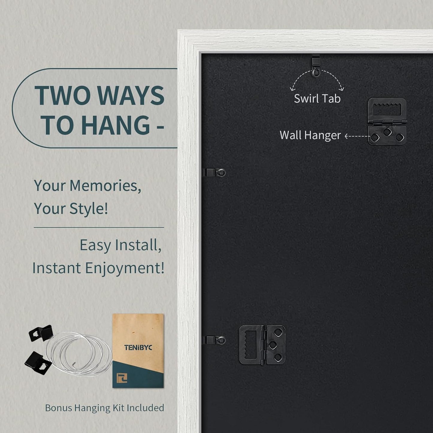 24x36 Poster Frame 3 Pack - White Woodgrain, Solid Wood Picture Frame, Wall Gallery Frame - Wall Hanging