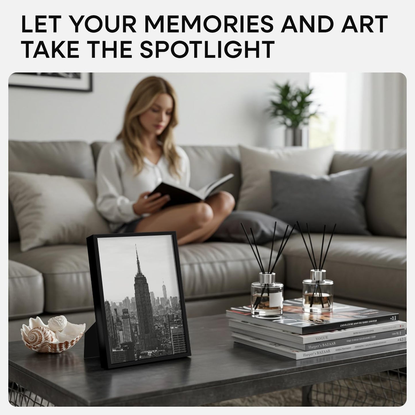 Homeforia 8x12 Picture Frame Black, High End Metal 8 x 12 Poster Frames with Mat 6 by 8 for Photo, 12x8 Frame Matted to 6x8 inch Print, 8by12 Wall or Tabletop Frame, Tempered Glass, Wall Kit, Set of 1