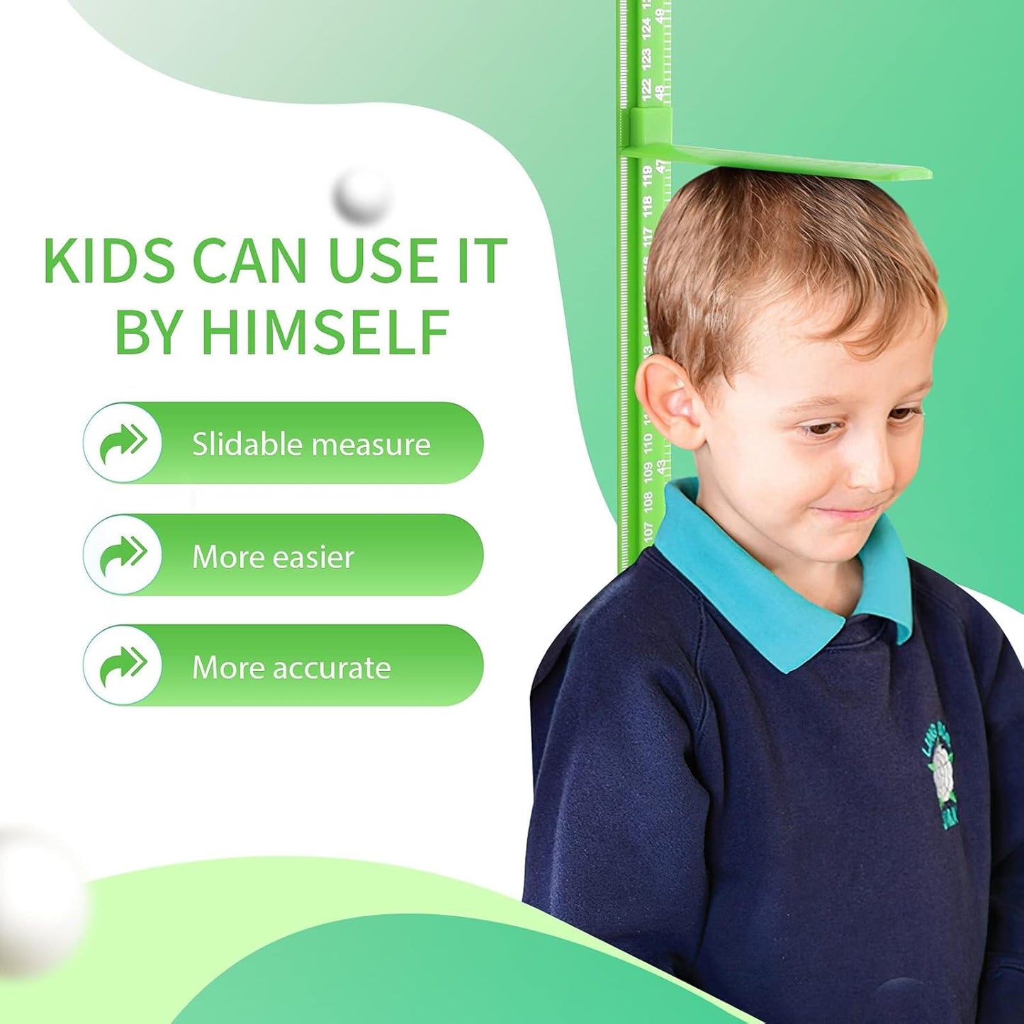 Height Measurement for Wall, Children Height Ruler, 3D Removable Growth Chart, Splicing Sliding Measuring Ruler for Kids and Nursery 79 inch (Green)