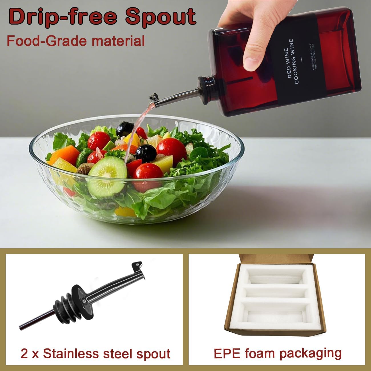 Olive Oil Dispenser Bottle for Kitchen, UV-Protected Dark Glass 11.8oz, Oil and Vinegar Dispenser Set, Soy Sauce Dispenser, Coffee Syrup Bottles- 11.8oz, Set of 2