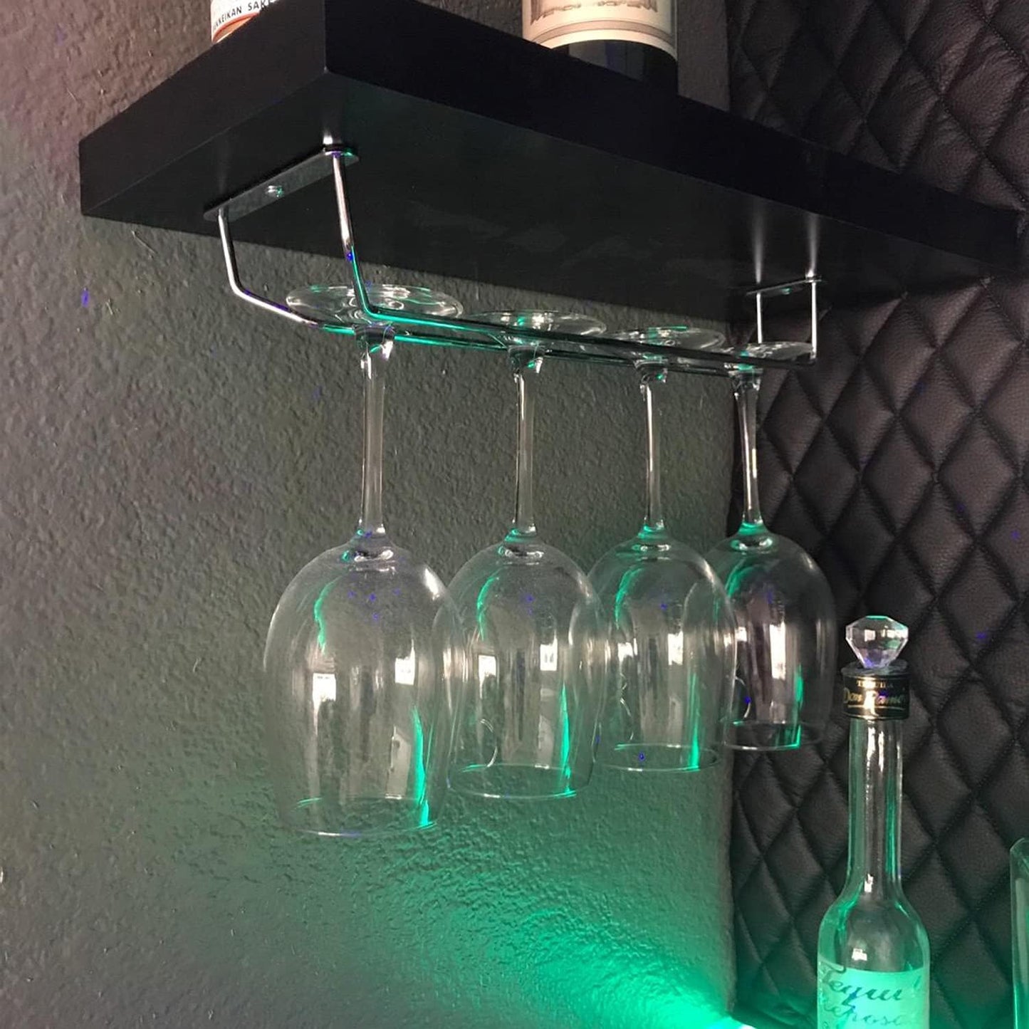 14-Inch Wine Glass Rack, Under Cabinet Wine Glass Holder Stainless Steel Chrome Finish Stemware Rack - Hanging Stemware Holder for Cabinet Kitchen Bar, Set of 4