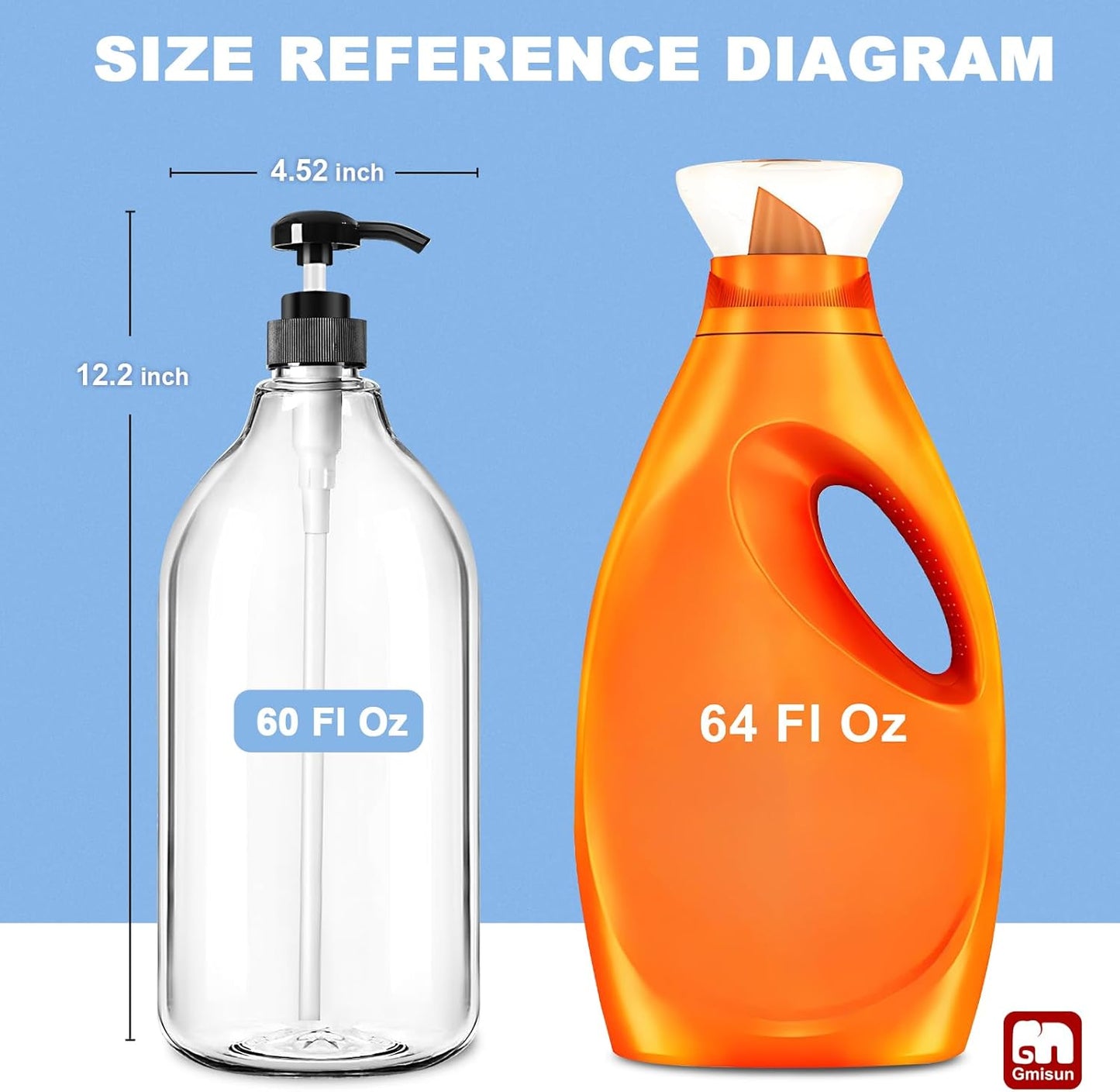 GMISUN Laundry Detergent Soap Dispenser, Liquid Laundry Detergent Dispenser, Container for Farmhouse Laundry Room Decor, Organizer for Liquid DetergentSoftenerBleach Storage Bottle(67 Oz Set of 3)