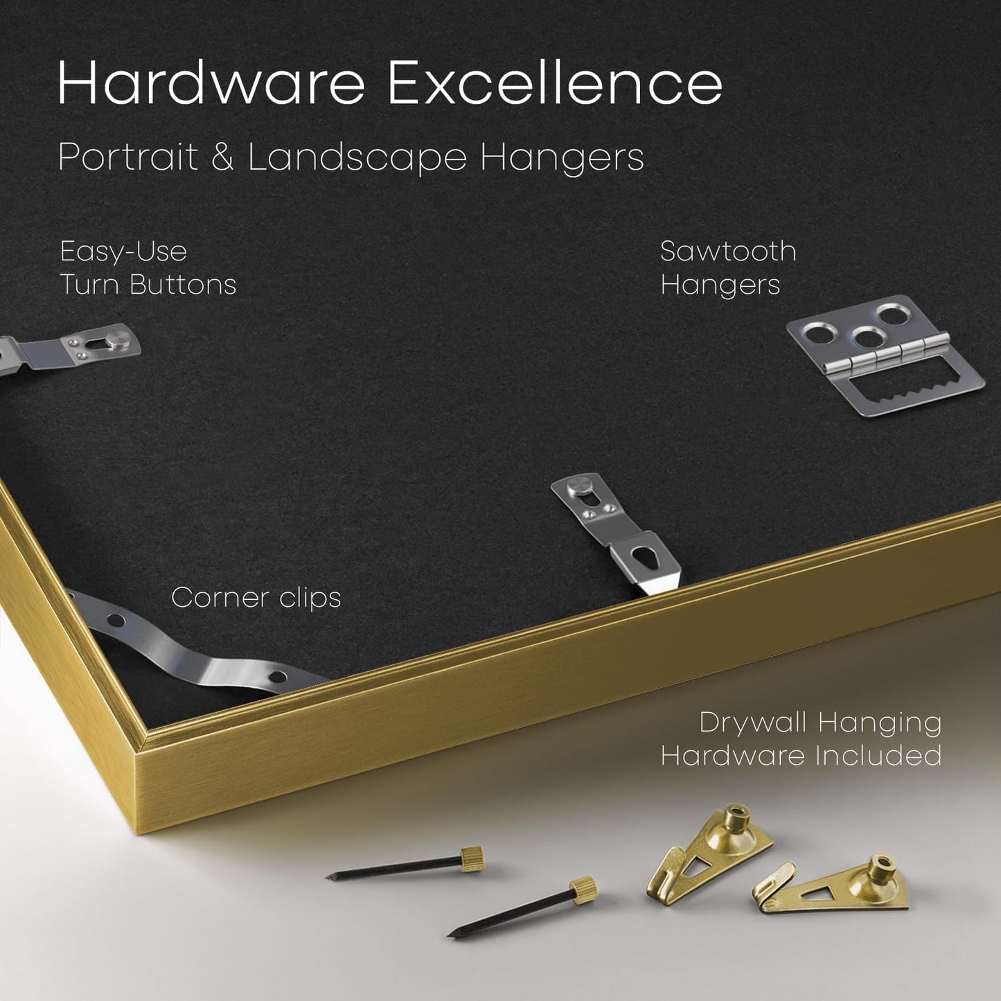 Homeforia 24x32 Poster Frame Gold, High End Metal 24 x 32 Large Picture Frames with Mat 20 by 28 for Photo, 24x32 Gold Frame Matted to 20x28 inch Print, 32x24 Frame, Tempered Glass, Wall Kit, Set of 1