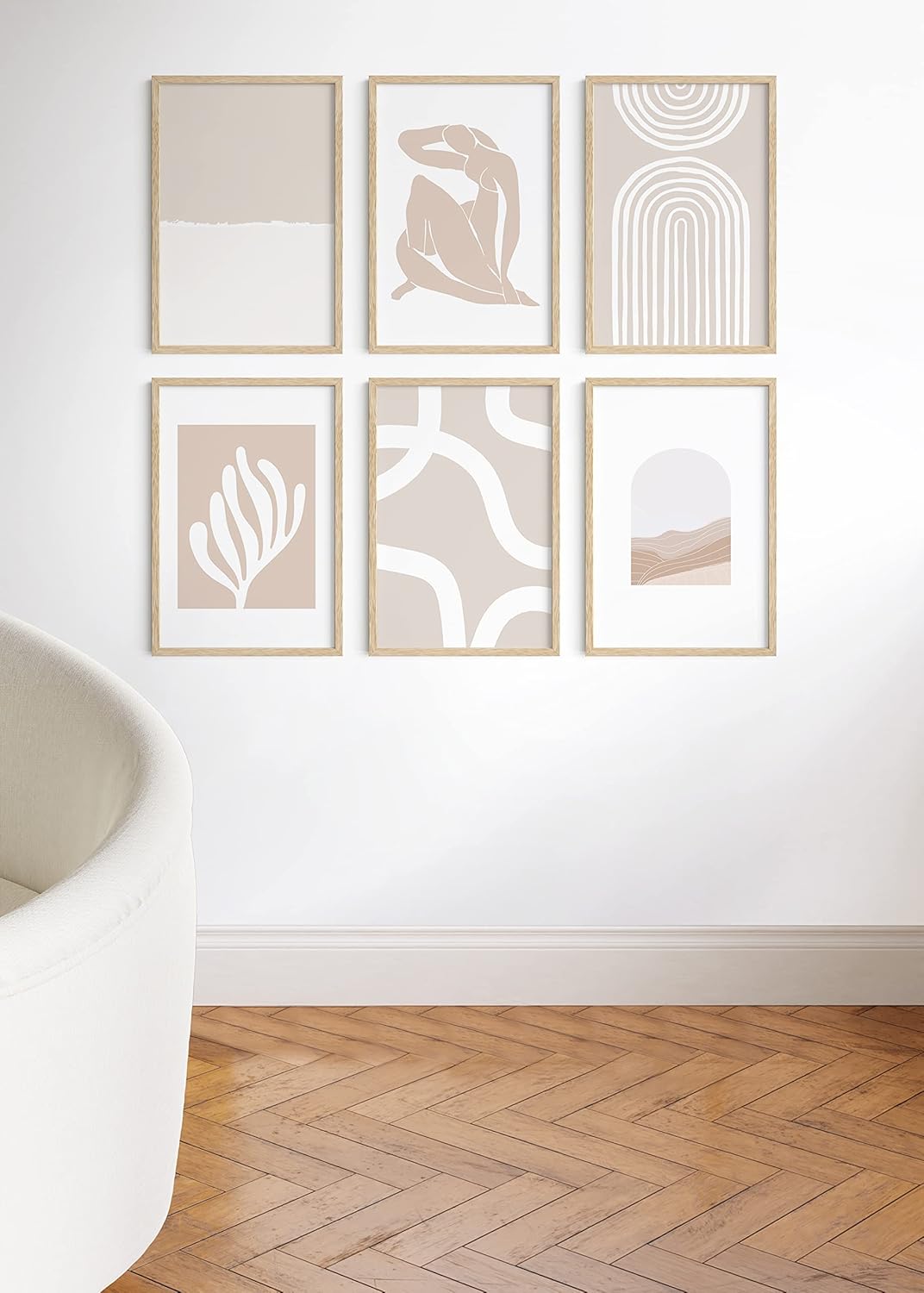 HAUS AND HUES 16x24 Picture Frames - Set of 6, Natural Oak Wood, Beige, 16x20 in, Rectangular, Wall Mount, Minimalist, Eco-friendly Material