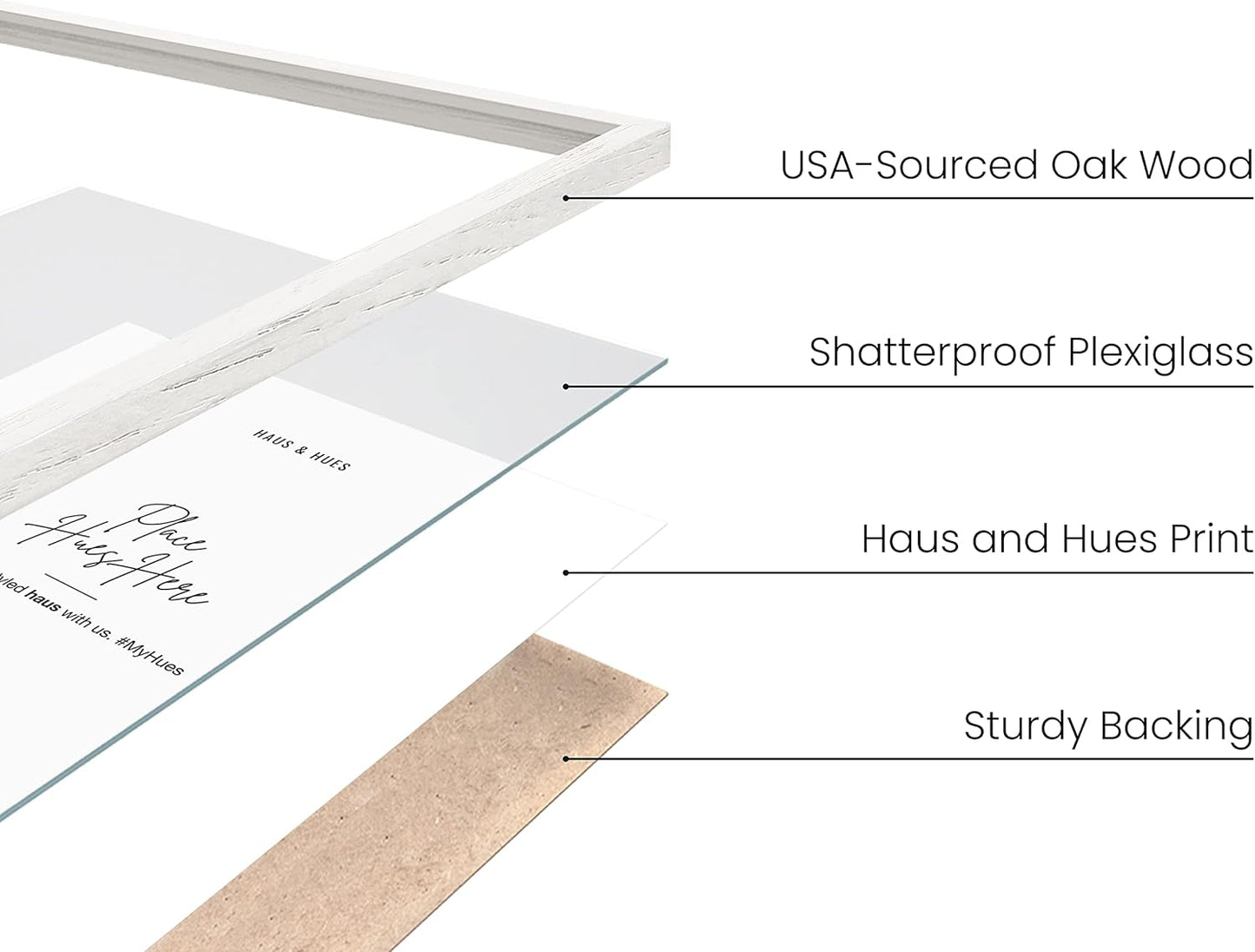 Haus and Hues White 18 x 24 Poster Frame - Set of 9 18 x 24 Picture Frame, Wall 18x24 Frame, 18x24 Wood Frame, 24x18 Poster Frame, Wooden Picture Frame 18 x 24, Art 18 x 24 Frame (Standalone White Oak Frame)