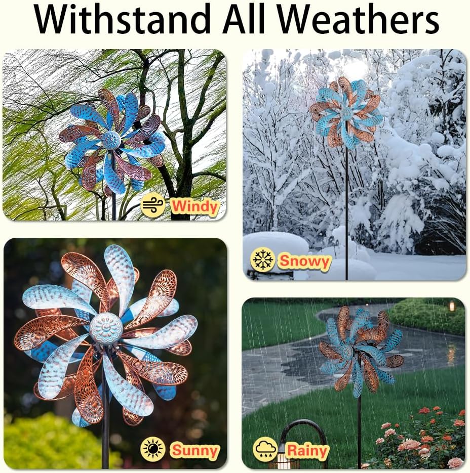 Viveta Wind Spinner for Yard and Garden, 58.7 * 12.6" Kinetic Wind Spinners Metal Windmills for Outside Yard Patio Lawn Decor