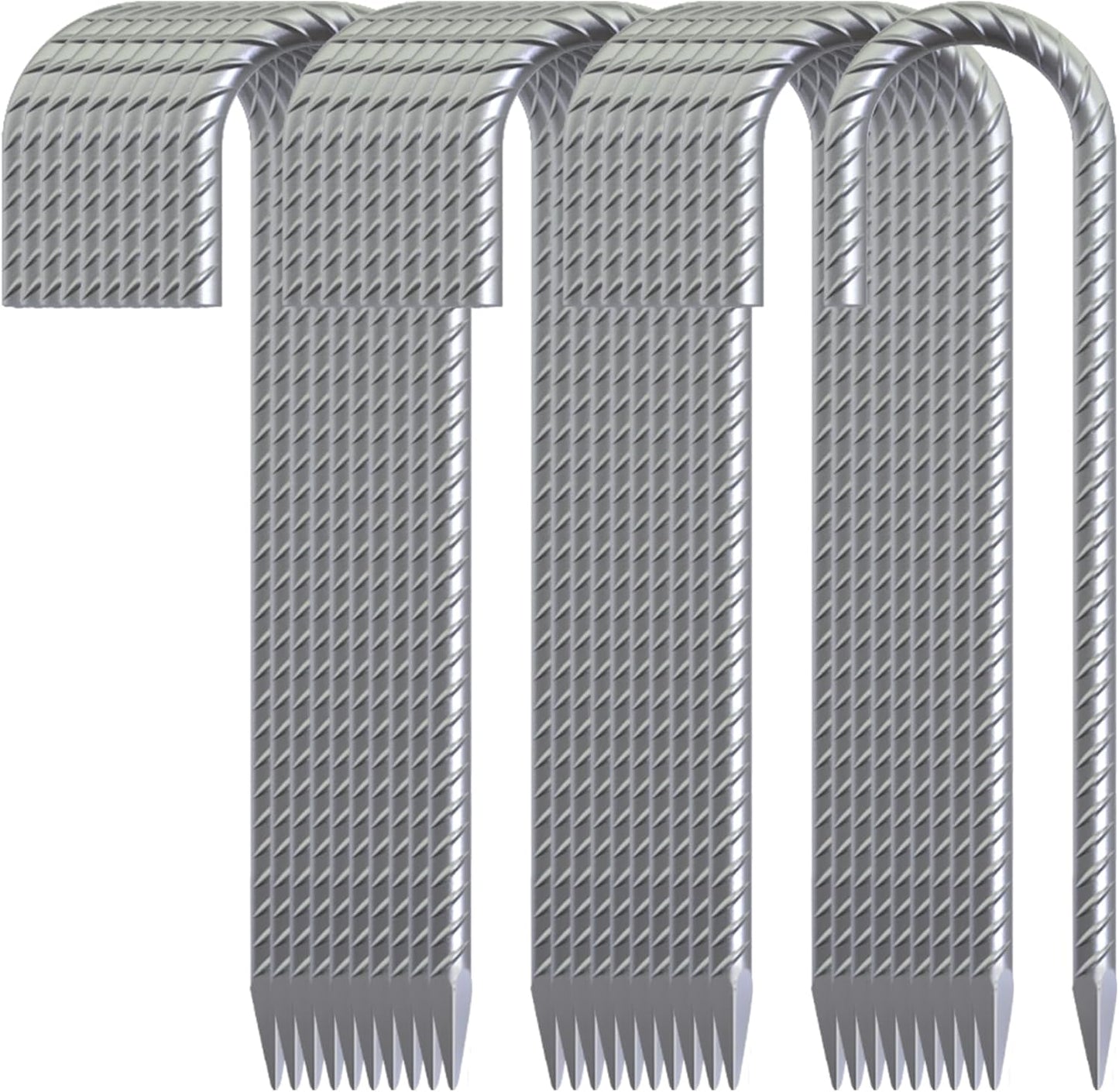 12 Inch Ground Stakes Heavy Duty J Hook 30 Pack Metal Spikes Galvanized Ground Anchors Rebar Tent Stakes for Fence, Bounce House, Gazebos and Outdoor Decorations Inflatables