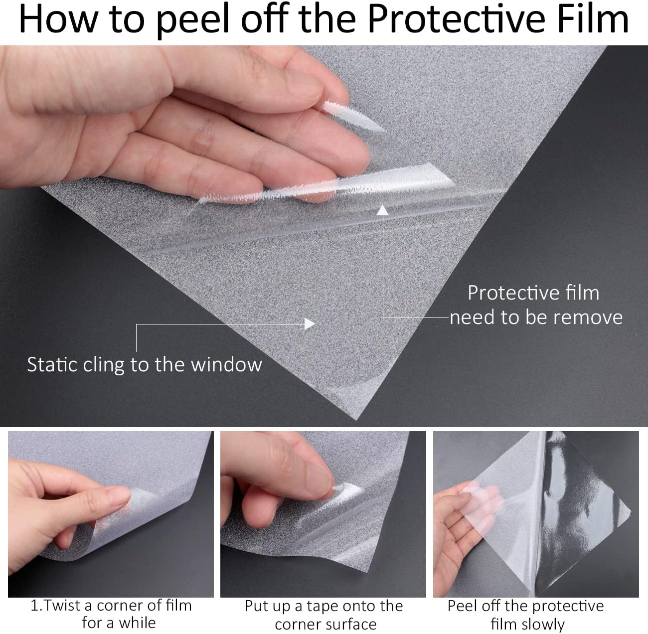 HIDBEA Frosted Window Privacy Film Heat Control UV Blocking, Static Cling Non-Adhesive Reusable Door coverings for Bathroom Home Office (Frosted 35.4 Inch x 32.8 Feet)