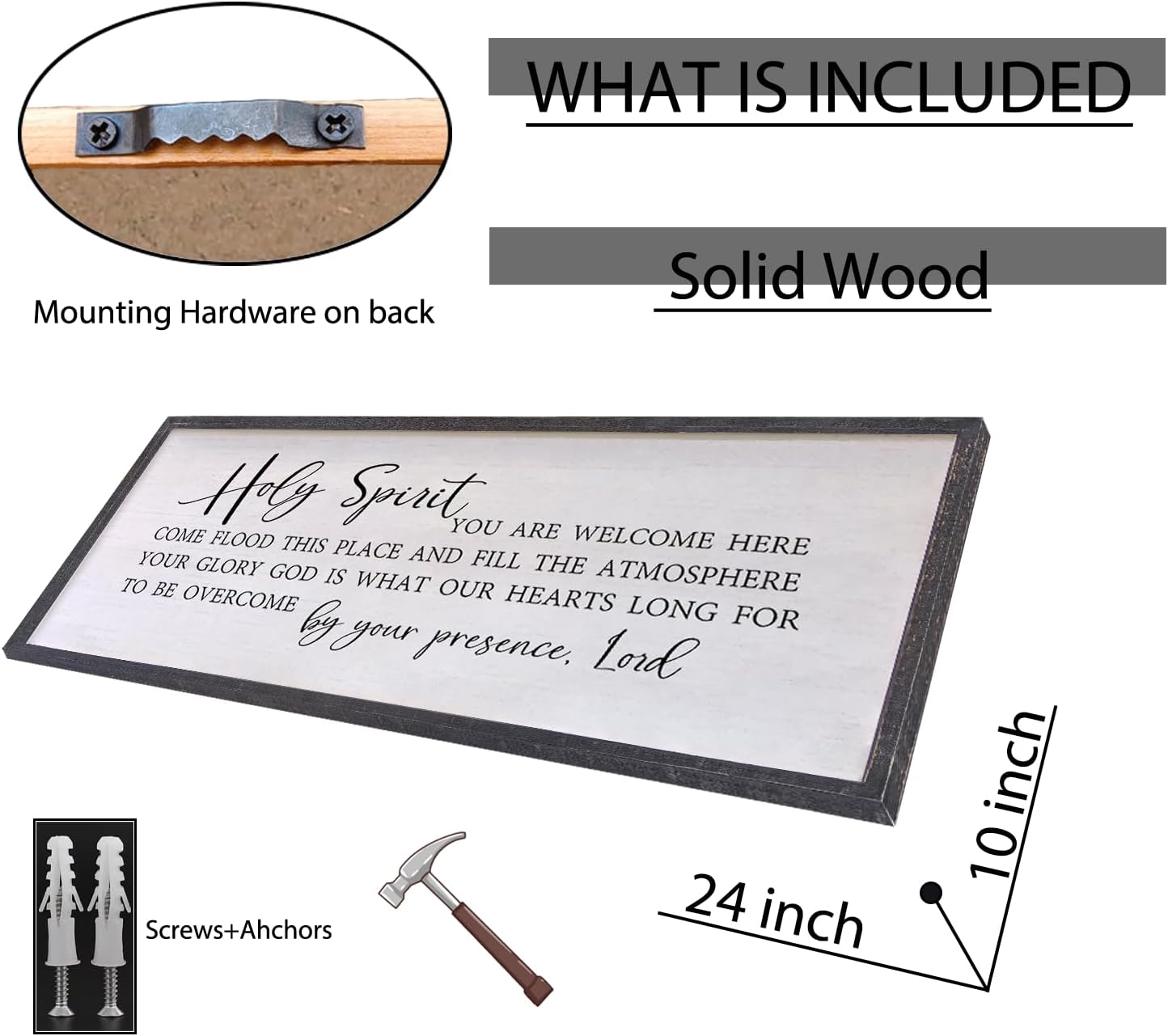 Holy Spirit You are Welcome Here Wall Decor Art 24"X10" Quote Christian Bible Verse Religious Scripture Wall Sign (Black)