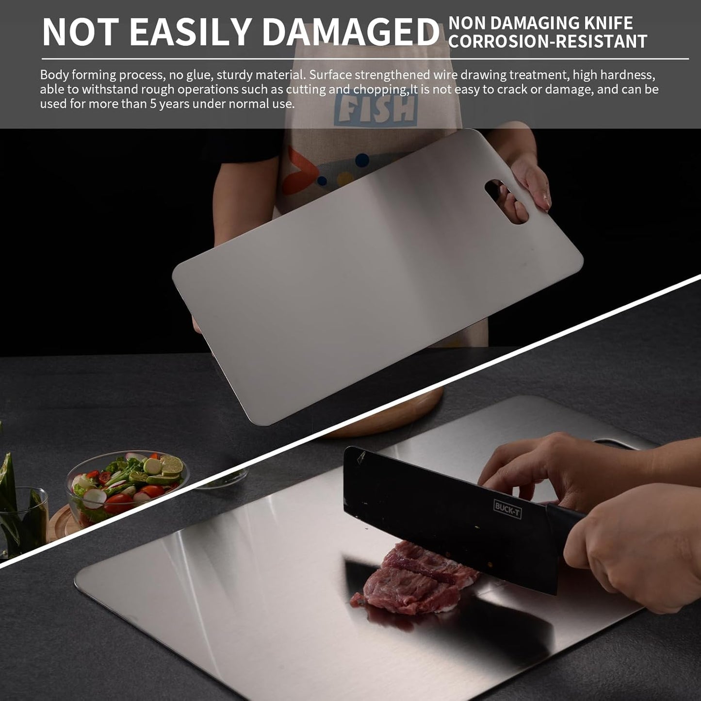 Katuchef Titanium Cutting Board 2025 New Upgrade Pure Titanium Cutting Boards for Kitchen Double Sided Cutting Boards Non Toxic,Hygiene Durable Chopping Board Suitable for Dishwasher Safe(S+M+L)