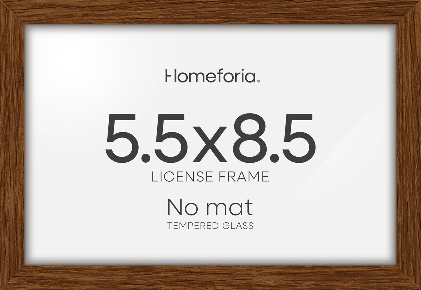 Homeforia 5.5 x 8.5 Business License Frame Brown, High End Dark Oak 5.5x8.5 Wooden Certificate Frames, 5.5 by 8.5 Walnut Wood Document Frame for Wall or Tabletop, Tempered Glass, Wall Kit, Set of 1